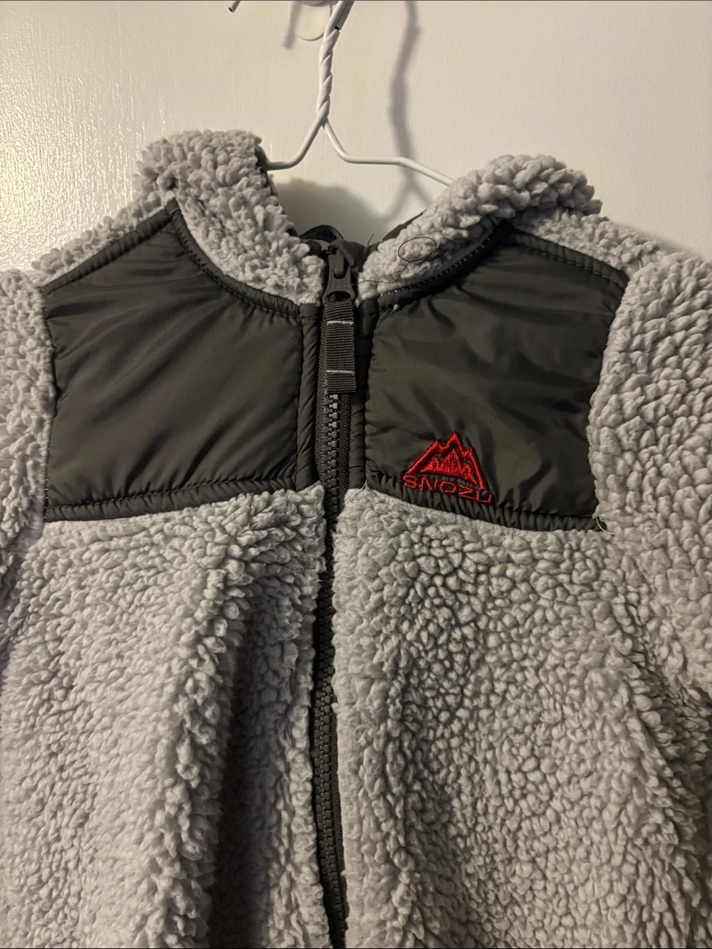 Snozu Kids Cozy Gray Sherpa One-Piece Footie Winter Suit 24M